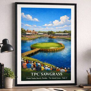 TPC Sawgrass Island Green Framed Art 13×19 | Island Green | Golf Wall Art
